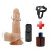 15,5 cm 360° Oynar Başlı Realistik Titreşimli Belden Bağlamalı Dildo Seti