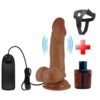 19,4 cm Belden Bağlamalı Çift Katmanlı Gerçekçi Titreşimli Dildo Vibratör Penis – Zebulon