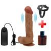 26 cm Belden Bağlamalı Çift Katmanlı Gerçekçi Titreşimli Dildo Vibratör Penis – Bergrisi