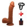 Belden Bağlamalı 23,5 cm Realistik Vantuzlu Melez Dildo Penis
