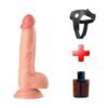 21 cm Realistik Dokulu Belden Bağlamalı Vantuzlu Dildo Penis – Ten Rengi