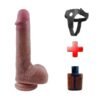 22 cm Çift Katmanlı Ultra Gerçekçi Melez Belden Bağlamalı Vantuzlu Dildo Penis – Velmora