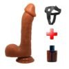 Belden Bağlamalı 23,5 cm Realistik Vantuzlu Melez Dildo Penis